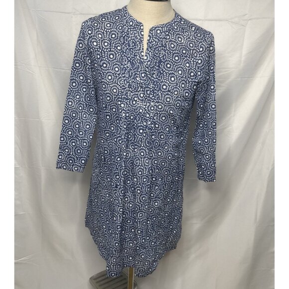 Roller Rabbit Dress Tunic Blue White Light Weight Cotton Resort Beach Coverup - Picture 1 of 7